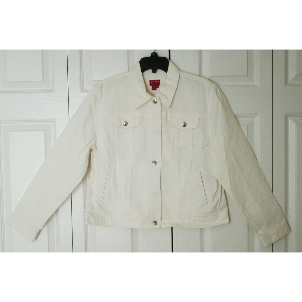 Chaps Jean Jacket, White, XL